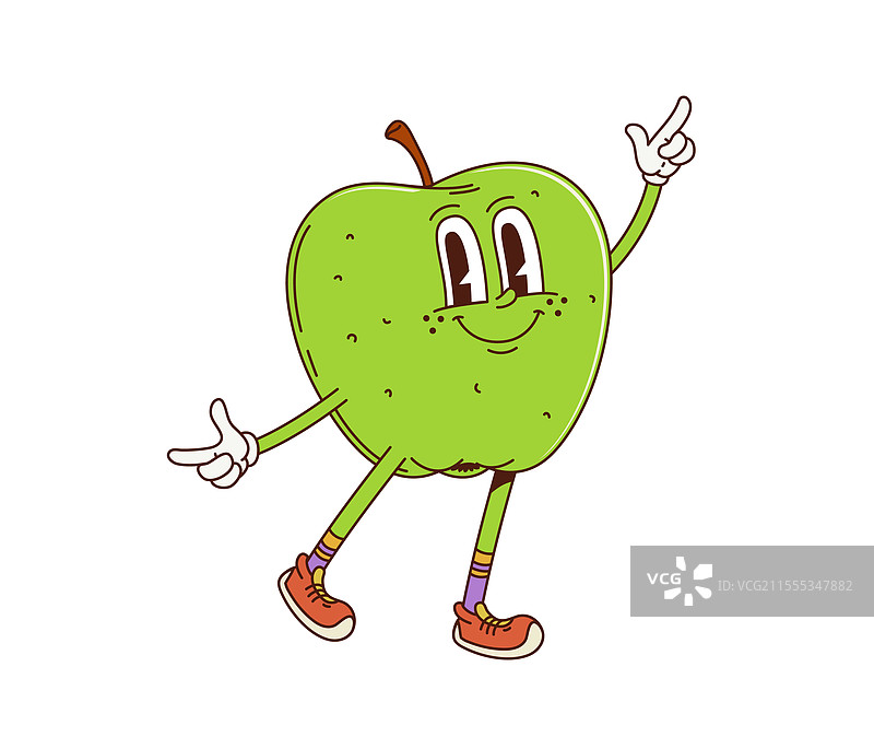 可爱的卡通绿色苹果水果角色图片素材
