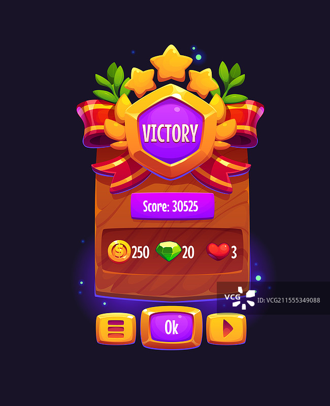 胜利游戏框架横幅或弹出菜单窗口图片素材