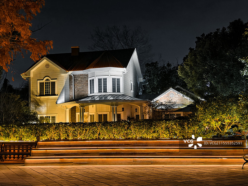 夜晚的别墅图片素材