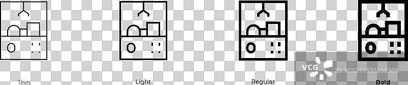 抓娃娃机图标，细体、常规体和粗体图片素材