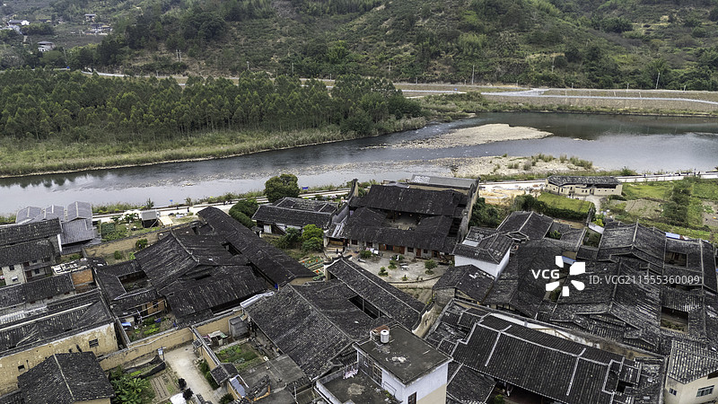 永泰嵩口古镇的航拍景色图片素材