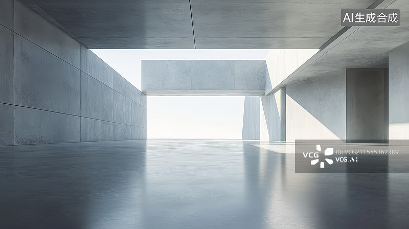 【AI数字艺术】干净空旷室内展厅图片素材