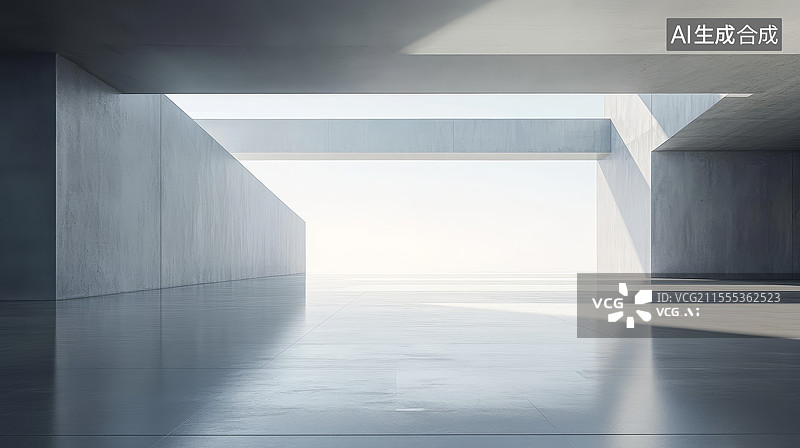 【AI数字艺术】干净空旷室内展厅图片素材