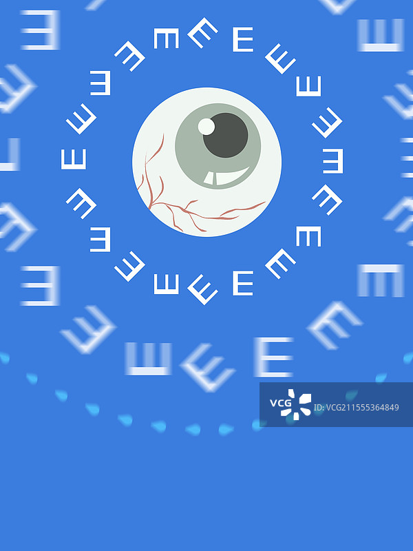 全国爱眼日蓝色背景下眼睛视力插画图片素材