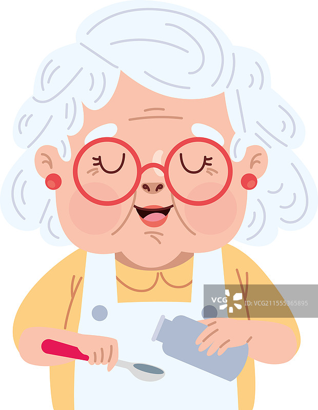 祖母用勺子烹饪图片素材