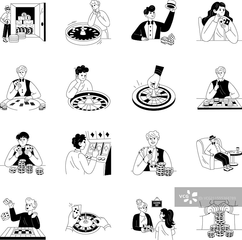 赌场图标风格的集合图片素材