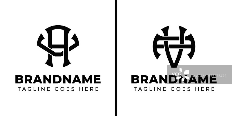 适合的字母AV和VA的单字母标志设计图片素材