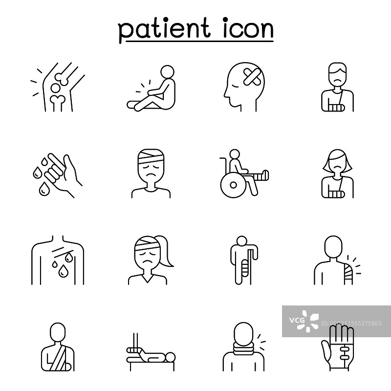 患者图标集，采用细线风格图片素材