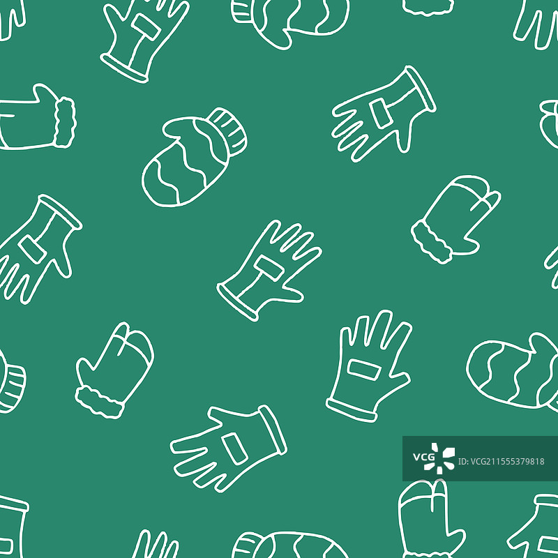无缝手套轮廓图案用于印刷图片素材