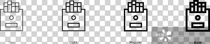 香烟图标，细体、常规体和粗体风格图片素材