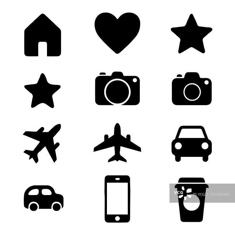 极简主义日常剪影图标集图片素材