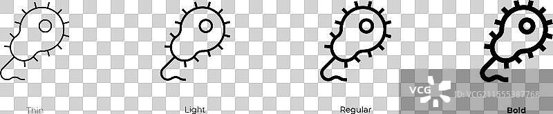 霍乱弧菌图标，细体、常规体和粗体图片素材