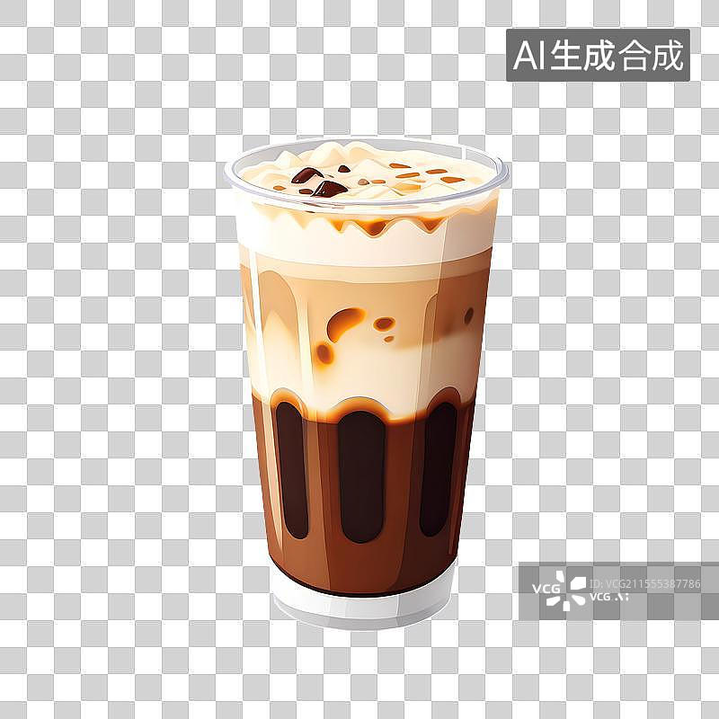 【AI数字艺术】手绘插画，奶茶，拿铁咖啡，免抠元素图片素材
