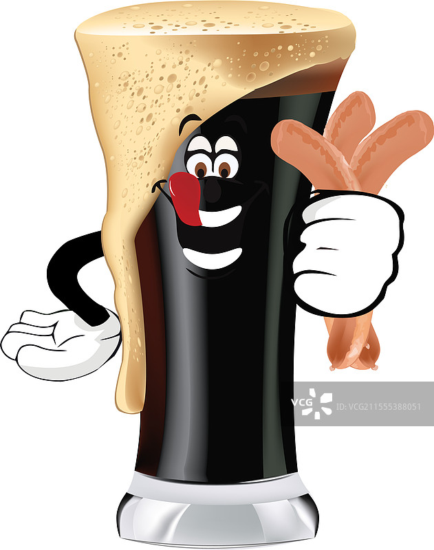 一品脱黑啤酒与香肠快乐地相伴图片素材