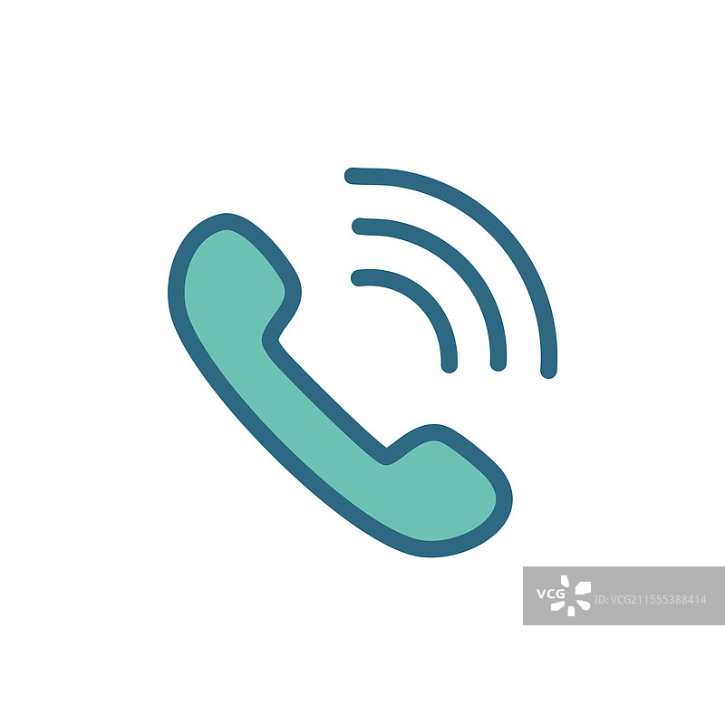 电话听筒图标扁平色彩设计图片素材
