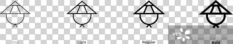 中国帽子图标，细体、常规体和粗体图片素材