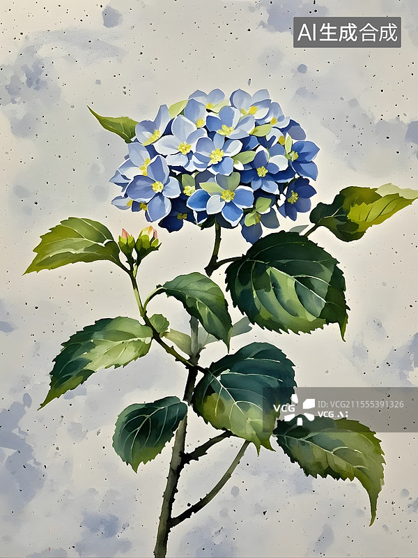 【AI数字艺术】水彩八仙花图片素材