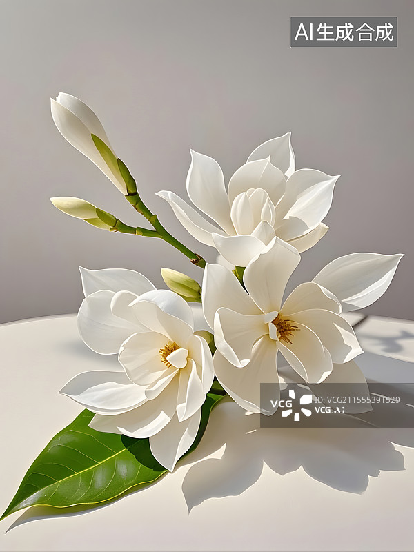 【AI数字艺术】水彩白兰花图片素材