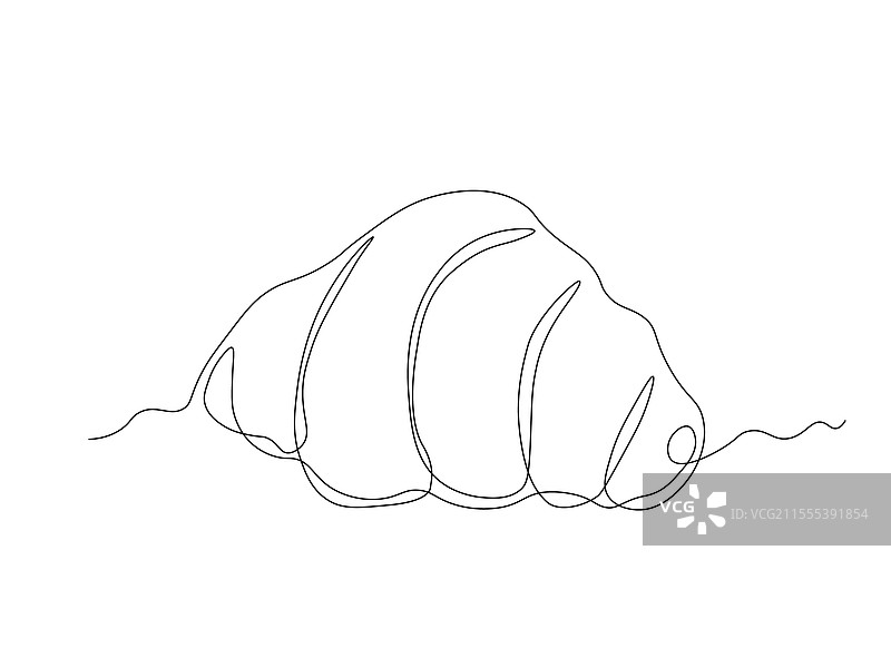 抽象的烤可颂面包连续单线图图片素材