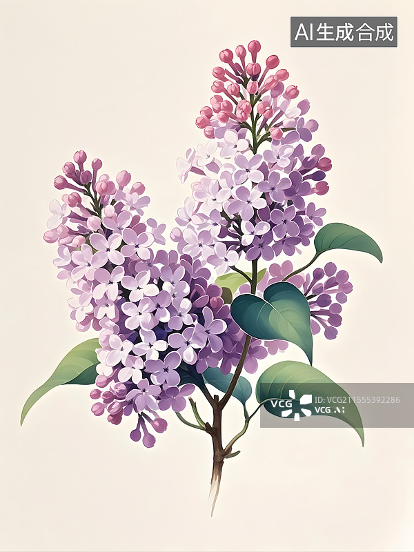 【AI数字艺术】水彩丁香花图片素材