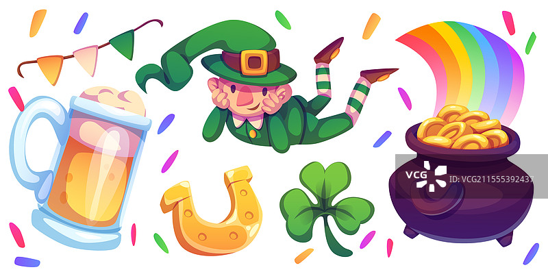 圣帕特里克节符号集合图片素材