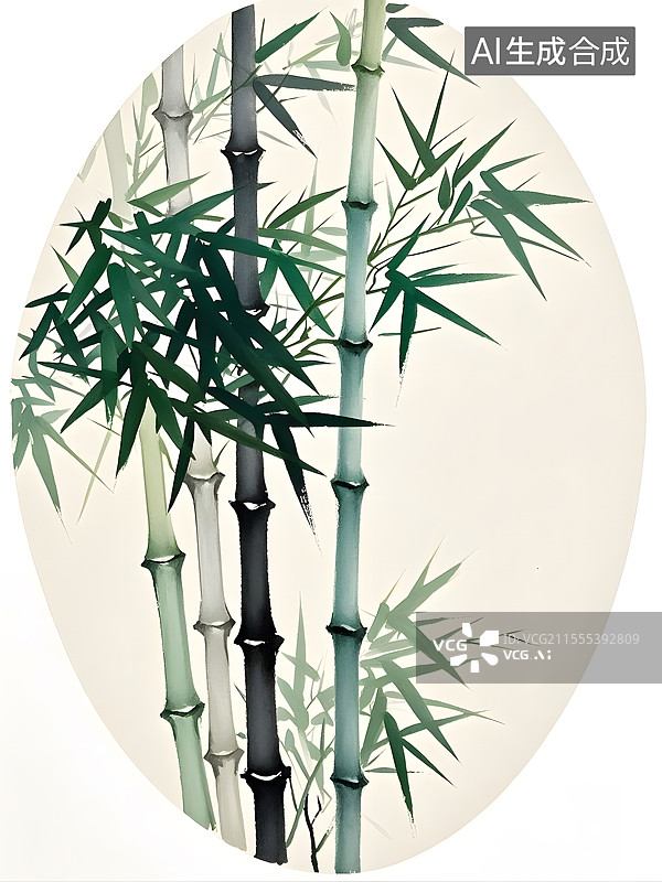 【AI数字艺术】水彩凤尾竹图片素材