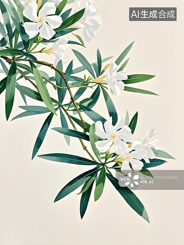 【AI数字艺术】水彩夹竹桃图片素材