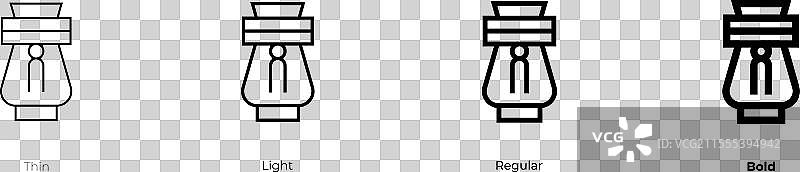 Chemex图标，细体、常规体和粗体风格图片素材