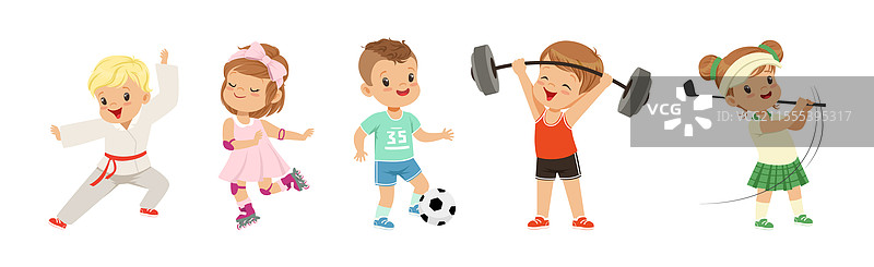 快乐的孩子们在玩运动和进行身体锻炼图片素材
