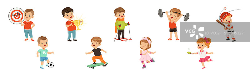 快乐的孩子们在玩运动和进行身体锻炼图片素材