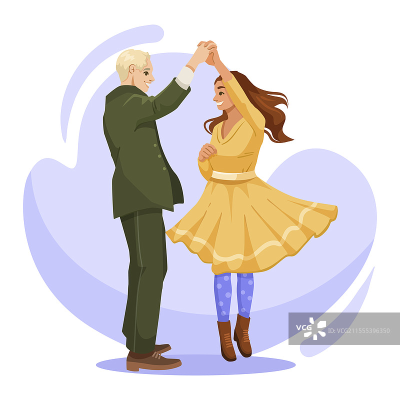 一对情侣穿着色彩斑斓的服装快乐地跳舞图片素材