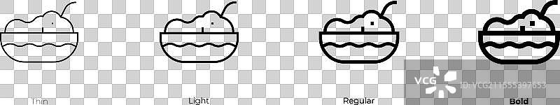 查罗塞特图标，细体、浅色、常规和粗体风格图片素材