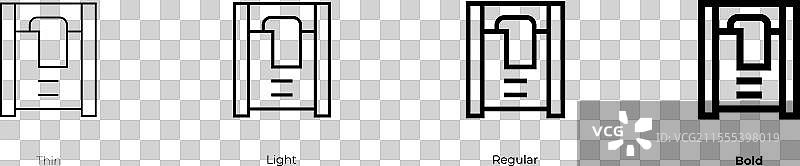 更衣室图标，细体、常规体和粗体图片素材