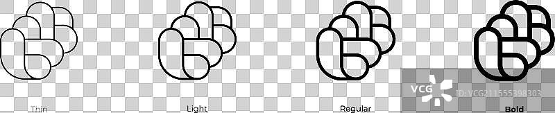 哈拉面包图标，细体、常规体和粗体风格图片素材