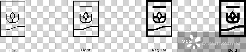 谷物图标，细体、常规体和粗体风格图片素材