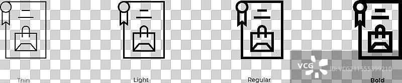 认证图标，细体、常规体和粗体风格图片素材