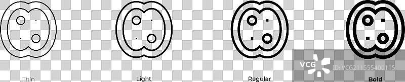 细胞分裂图标，细线、常规和粗体图片素材