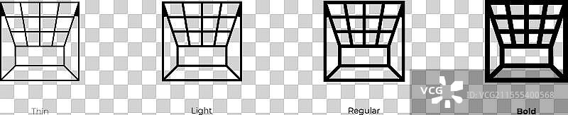 天花板图标，细线、常规和粗体风格图片素材