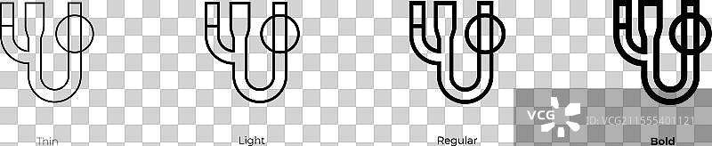 导管图标，细线、常规和粗体风格图片素材