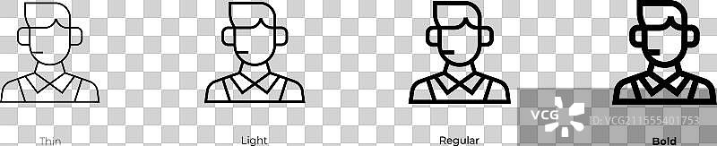 轻薄、常规和粗体风格的光标图标图片素材