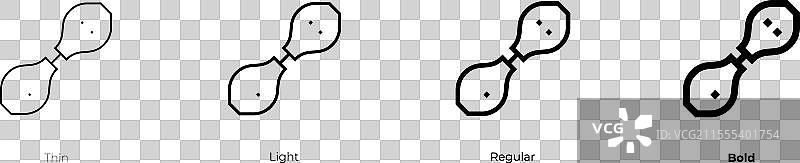 轻薄、常规和粗体风格的光标图标图片素材