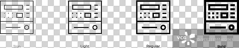 收银机图标，细体、常规体和粗体图片素材