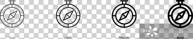 方位图标，细体、常规体和粗体图片素材