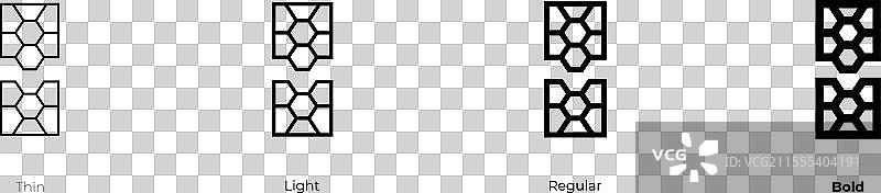 碳纳米管图标，细、轻、常规和粗体图片素材