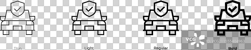 汽车保险图标，细体、常规体和粗体图片素材
