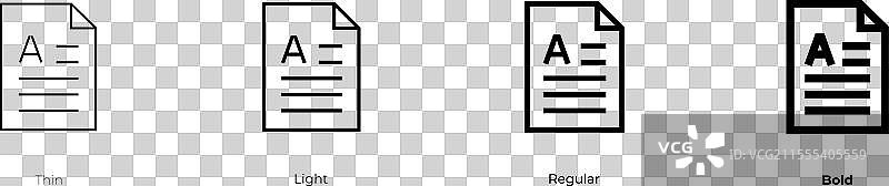 大写字母图标，细体、常规体和粗体图片素材