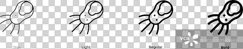 癌细胞图标，细线、常规和粗体图片素材