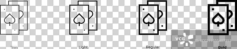 卡牌游戏图标，细体、常规体和粗体风格图片素材