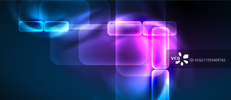 蓝色和紫色背景上有发光的方块图片素材