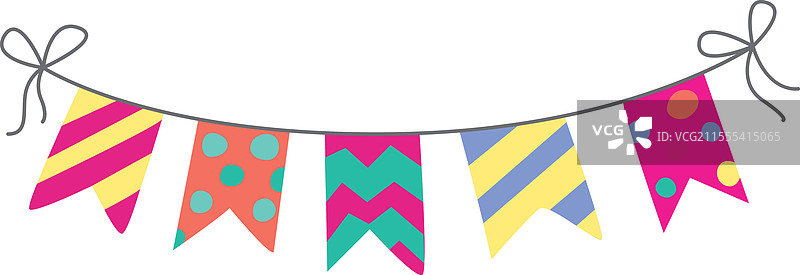 节日彩色旗帜挂在绳子上图片素材